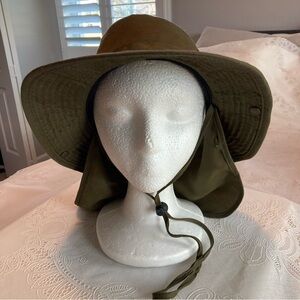 HBY Miami Olive Green Hat With Neck Flap Unisex Fishing Walking
